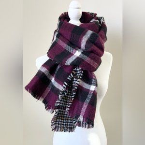 Boho Soft and Cozy 100% Acrylic Plaid Reversible Blanket Scarf